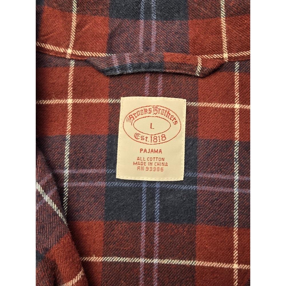 Brooks Brothers Men's Plaid Flannel Pajama Sleep Shirt Top Red Blue - Picture 2 of 9